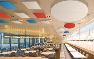 Suspended acoustic roof panels